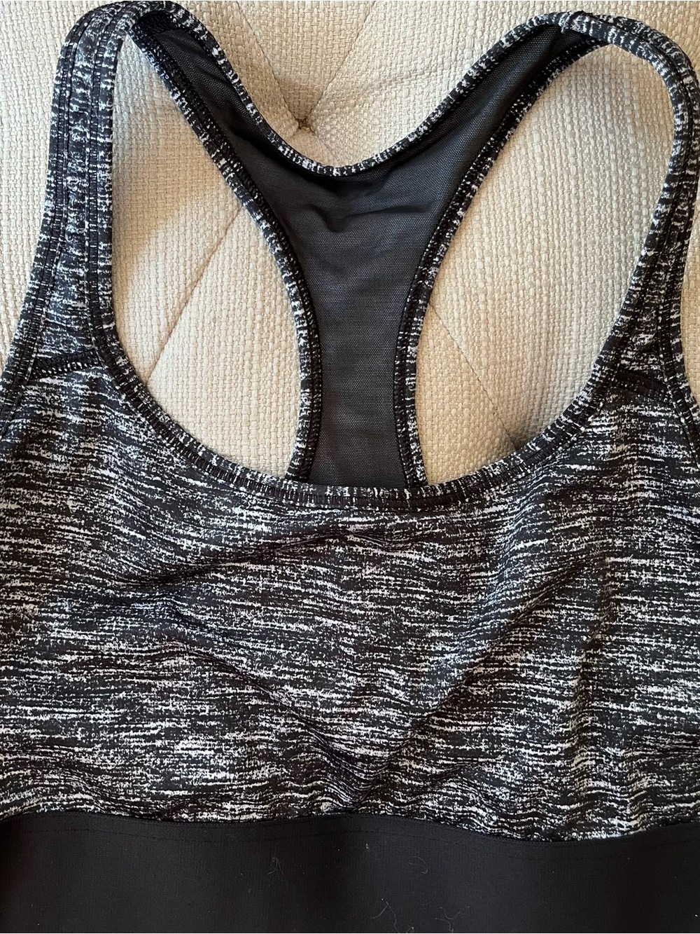 Space-Dye Racerback Sports Bra in Black & White